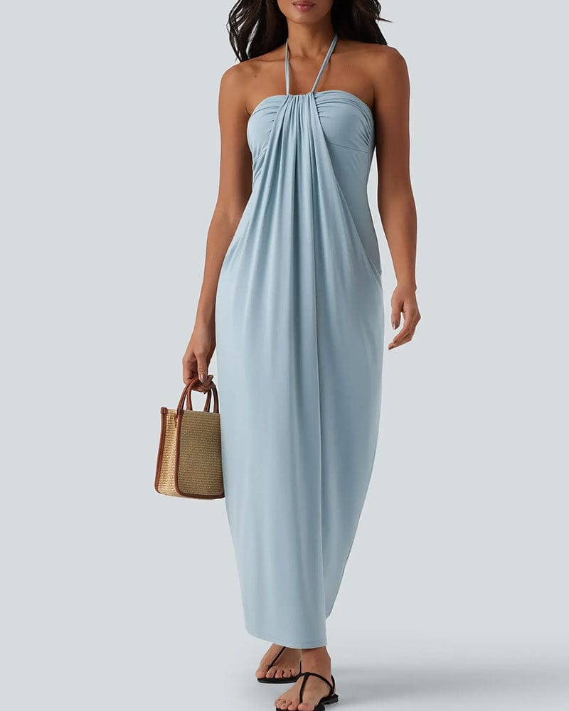 Dames Halter Maxi Jurk Met Drapering