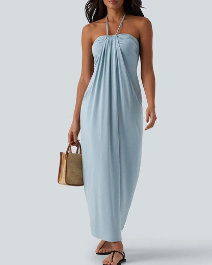 Dames Halter Maxi Jurk Met Drapering