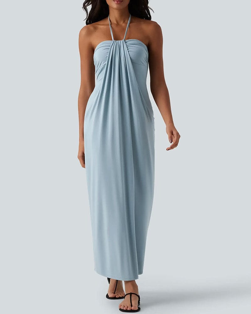 Dames Halter Maxi Jurk Met Drapering