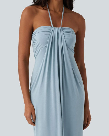 Dames Halter Maxi Jurk Met Drapering
