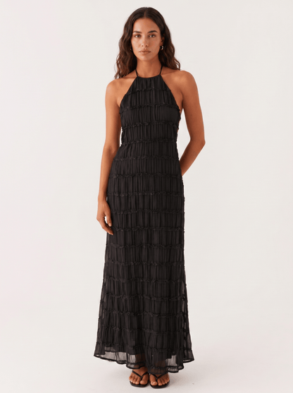 Dames Halter Maxi Jurk Met Volantlagen