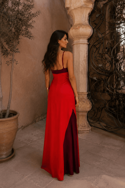 Dames Halter Maxi Jurk Met Zijsplit
