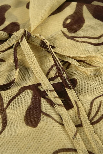 Dames Halter Mini Jurk Met Bloemenprint En Open Rug