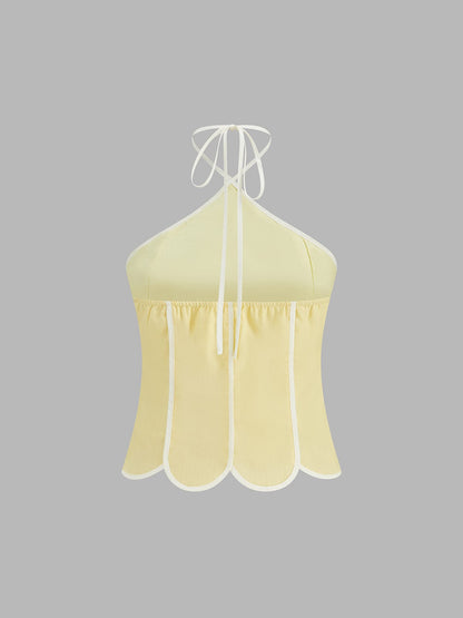 Dames Haltertop En Midi Rok Set Met Schulpboord