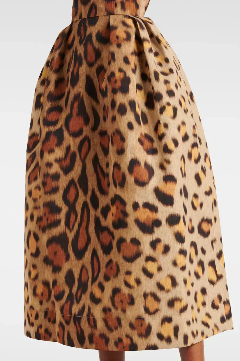 Dames Luipaardprint Midi Jurk Met Corsetpasvorm