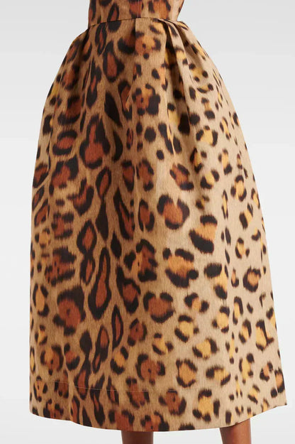 Dames Luipaardprint Midi Jurk Met Corsetpasvorm