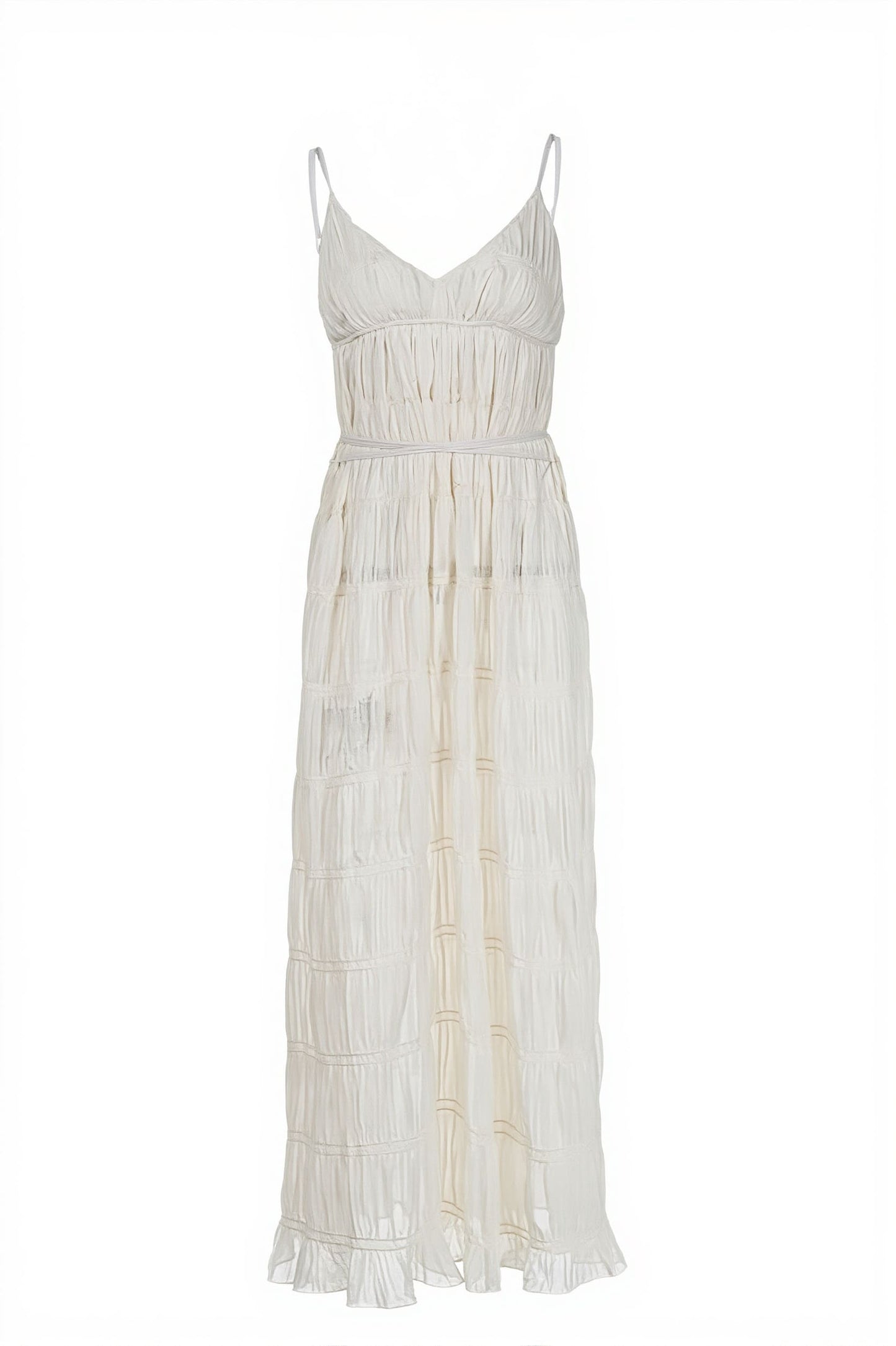 Dames Maxi Jurk Geribde Knit Met Diepe V Hals