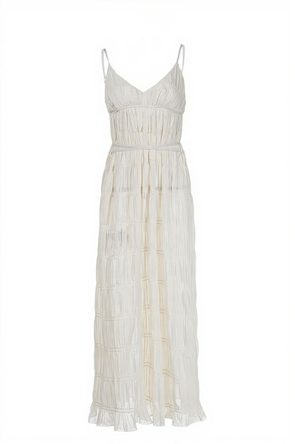 Dames Maxi Jurk Geribde Knit Met Diepe V Hals