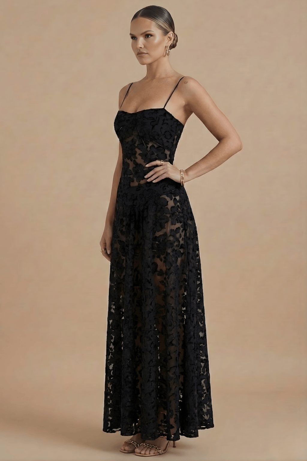Dames Maxi Jurk Met Bloemenprint En Dunne Bandjes