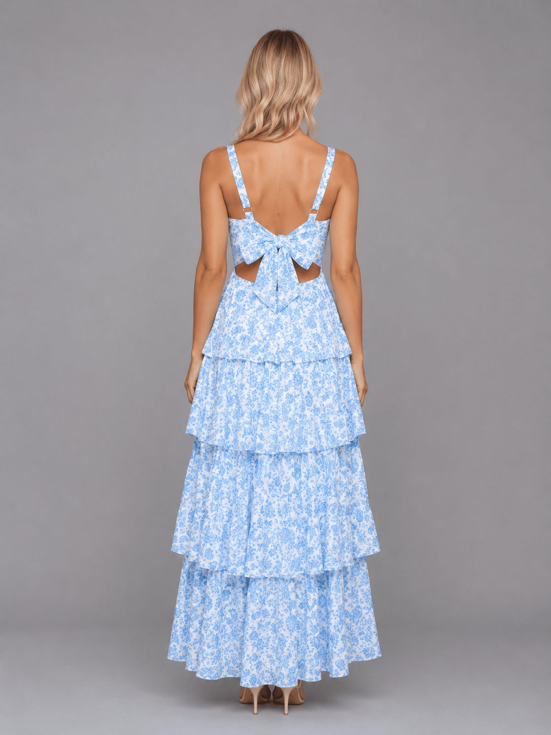 Dames Maxi Jurk Met Bloemenprint En Gelaagde Rok