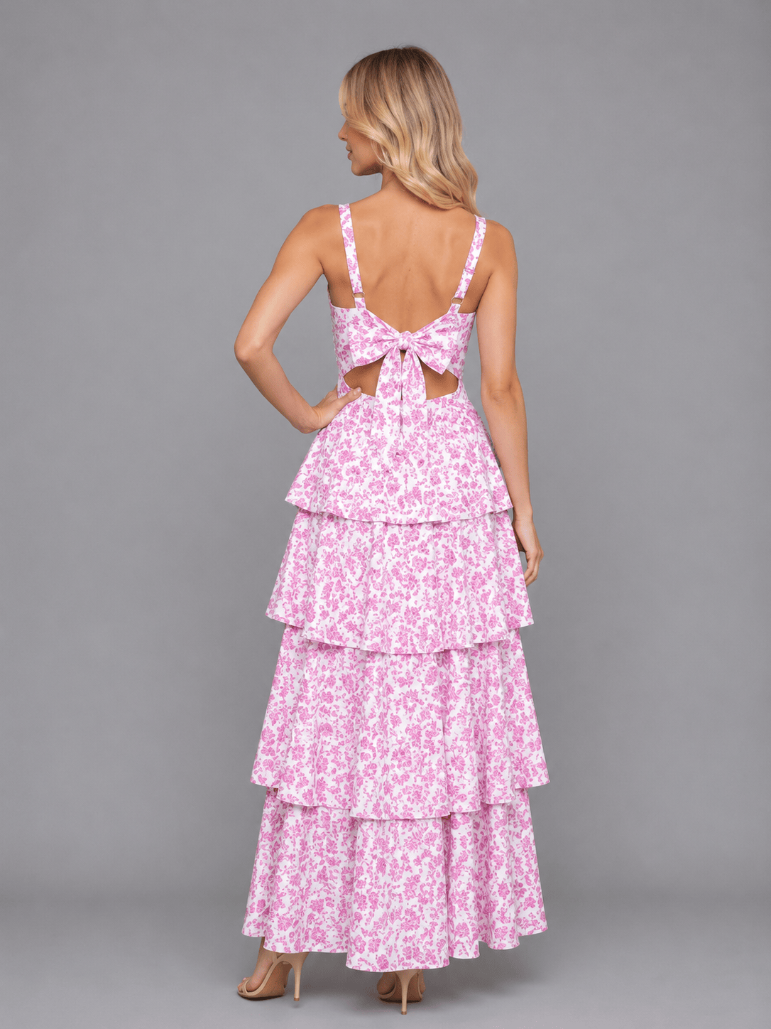 Dames Maxi Jurk Met Bloemenprint En Gelaagde Rok