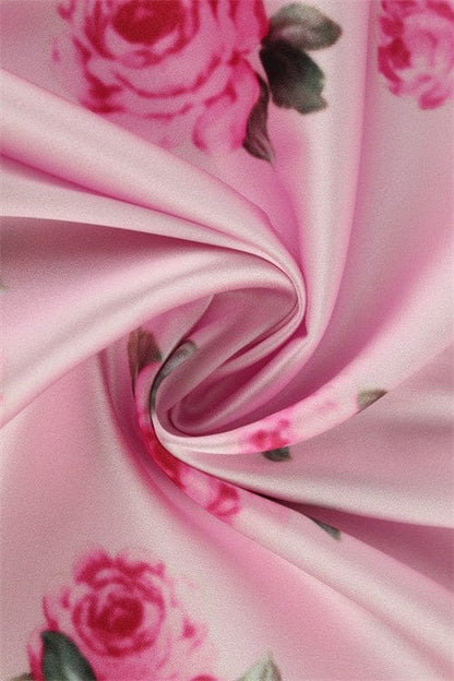 Dames Maxi Jurk Met Bloemenprint En Ruches Roze