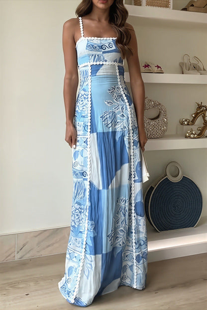 Dames Maxi Jurk Met Bloemenprint En Spaghettibandjes