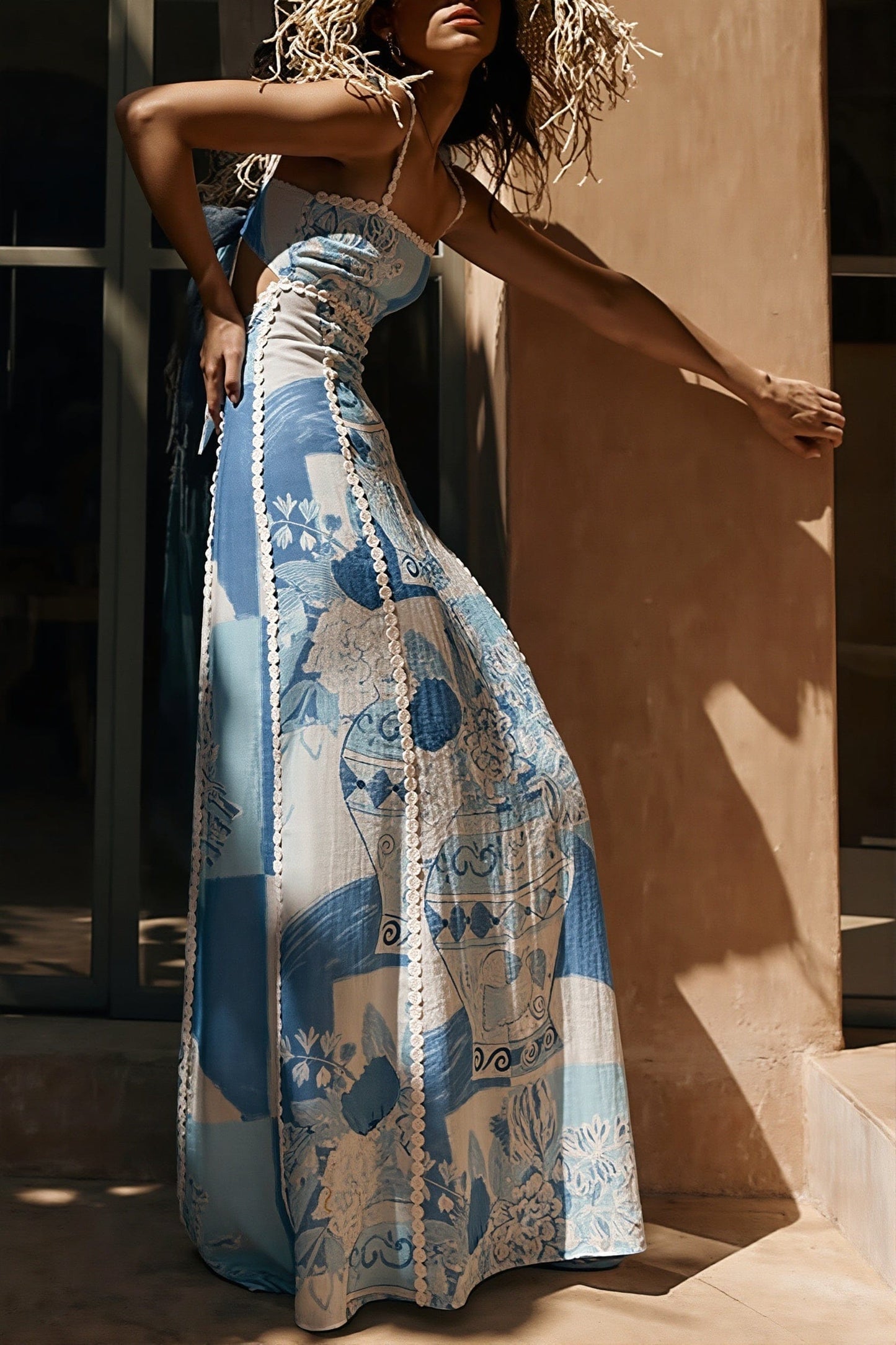 Dames Maxi Jurk Met Bloemenprint En Spaghettibandjes