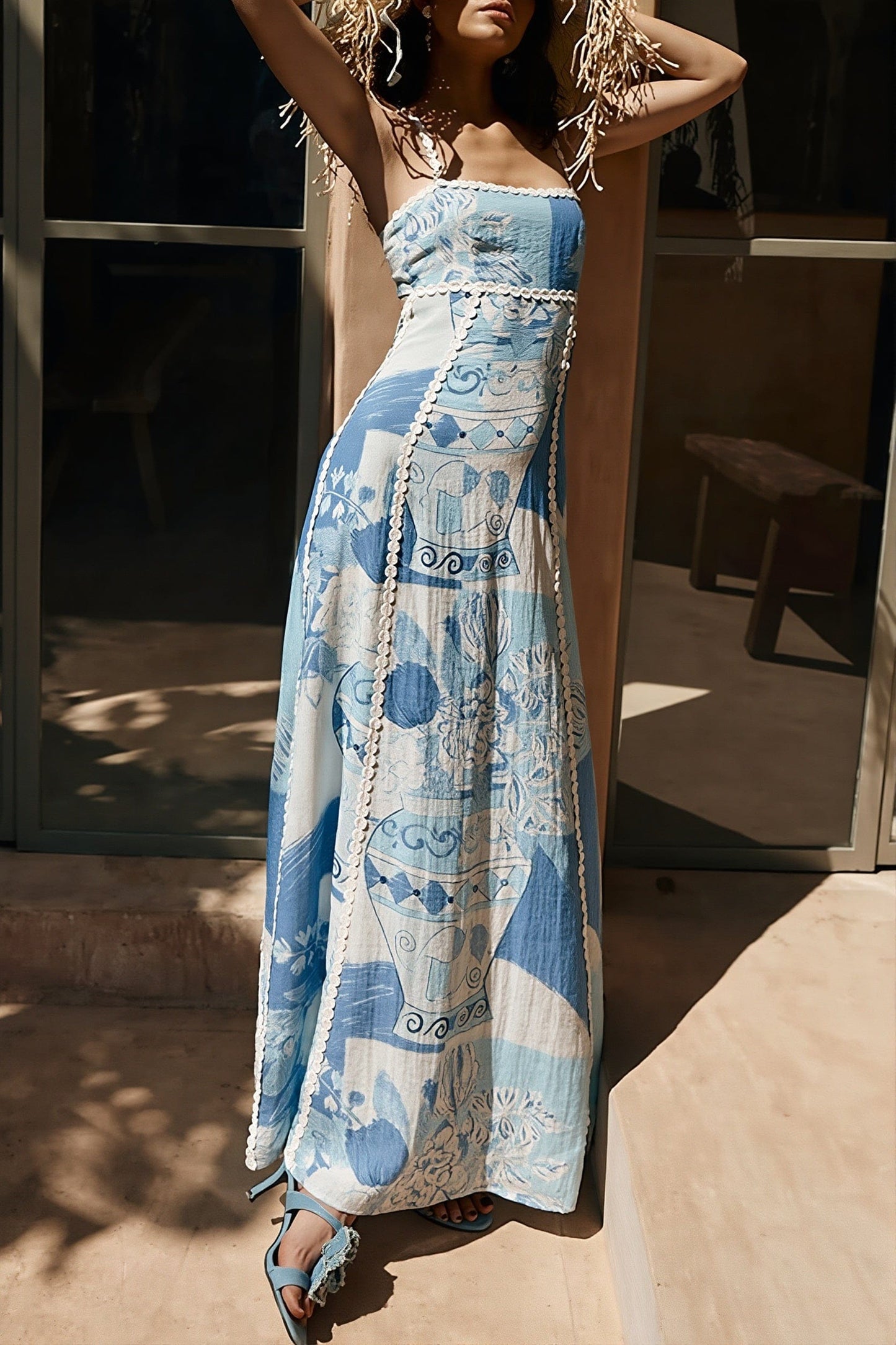 Dames Maxi Jurk Met Bloemenprint En Spaghettibandjes