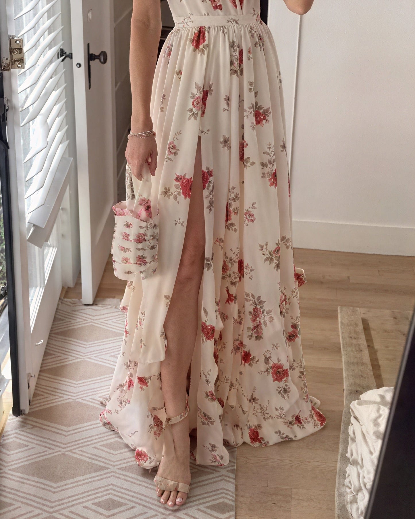 Dames Maxi Jurk Met Bloemenprint En Zijsplit