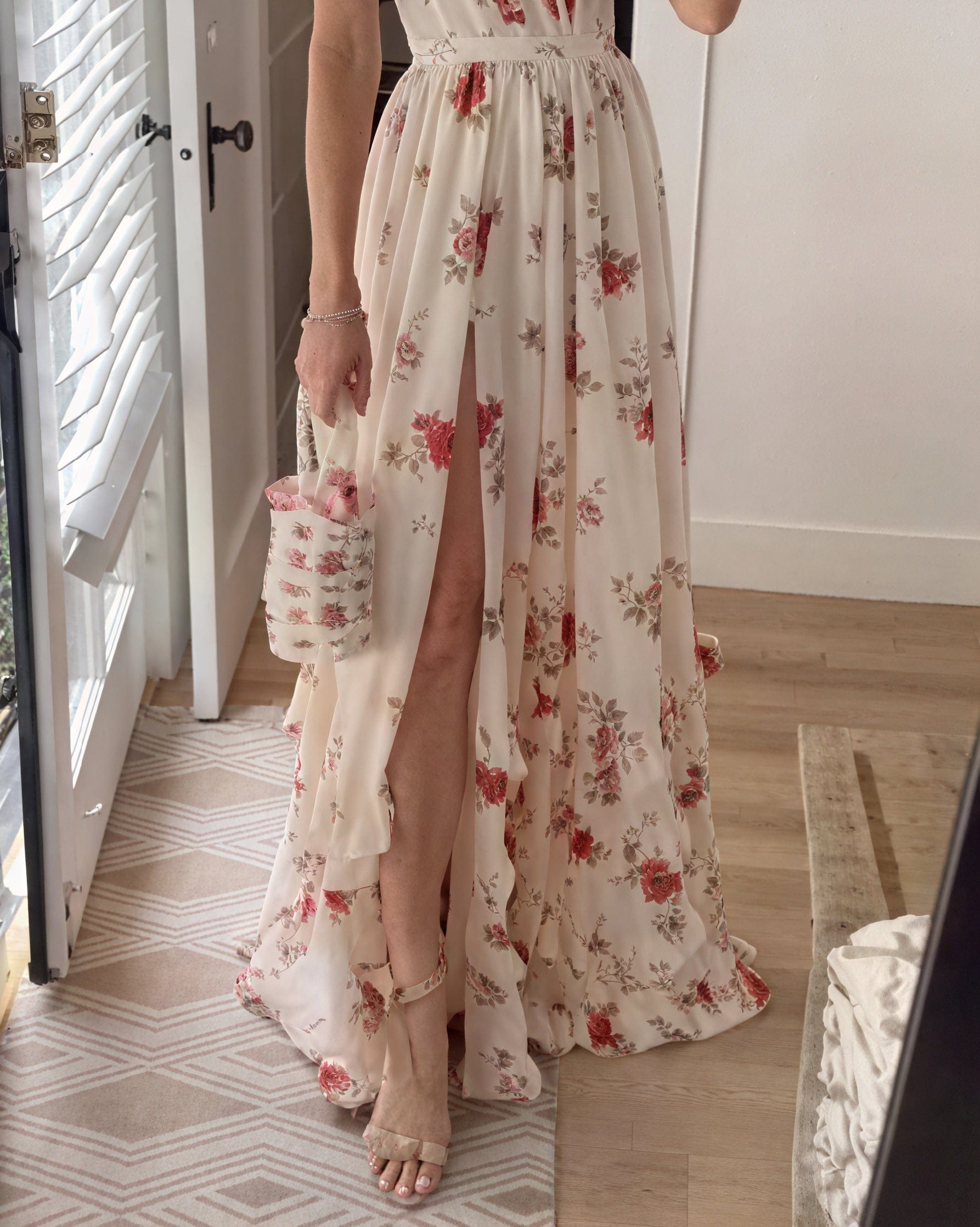 Dames Maxi Jurk Met Bloemenprint En Zijsplit