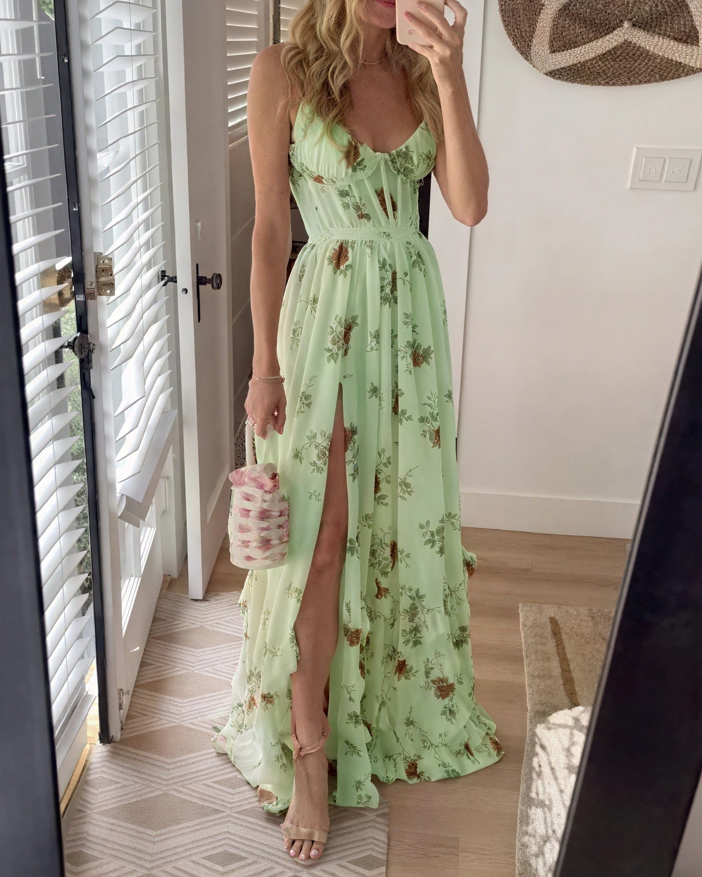 Dames Maxi Jurk Met Bloemenprint En Zijsplit