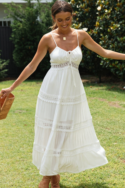 Dames Maxi Jurk Met Kant En Cami Bandjes