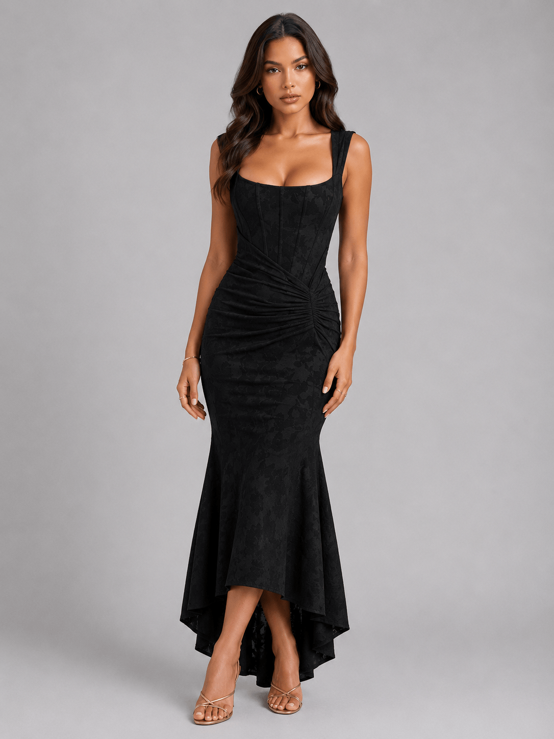 Dames Maxi Jurk Met Korsetlook En Bloemenprint