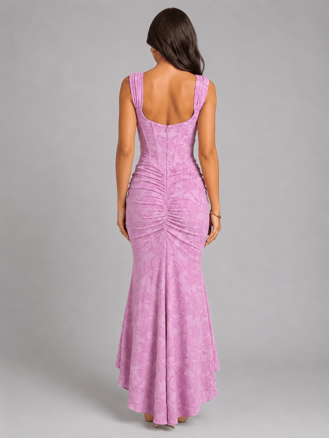 Dames Maxi Jurk Met Korsetlook En Bloemenprint