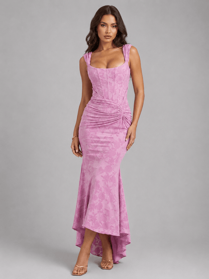 Dames Maxi Jurk Met Korsetlook En Bloemenprint
