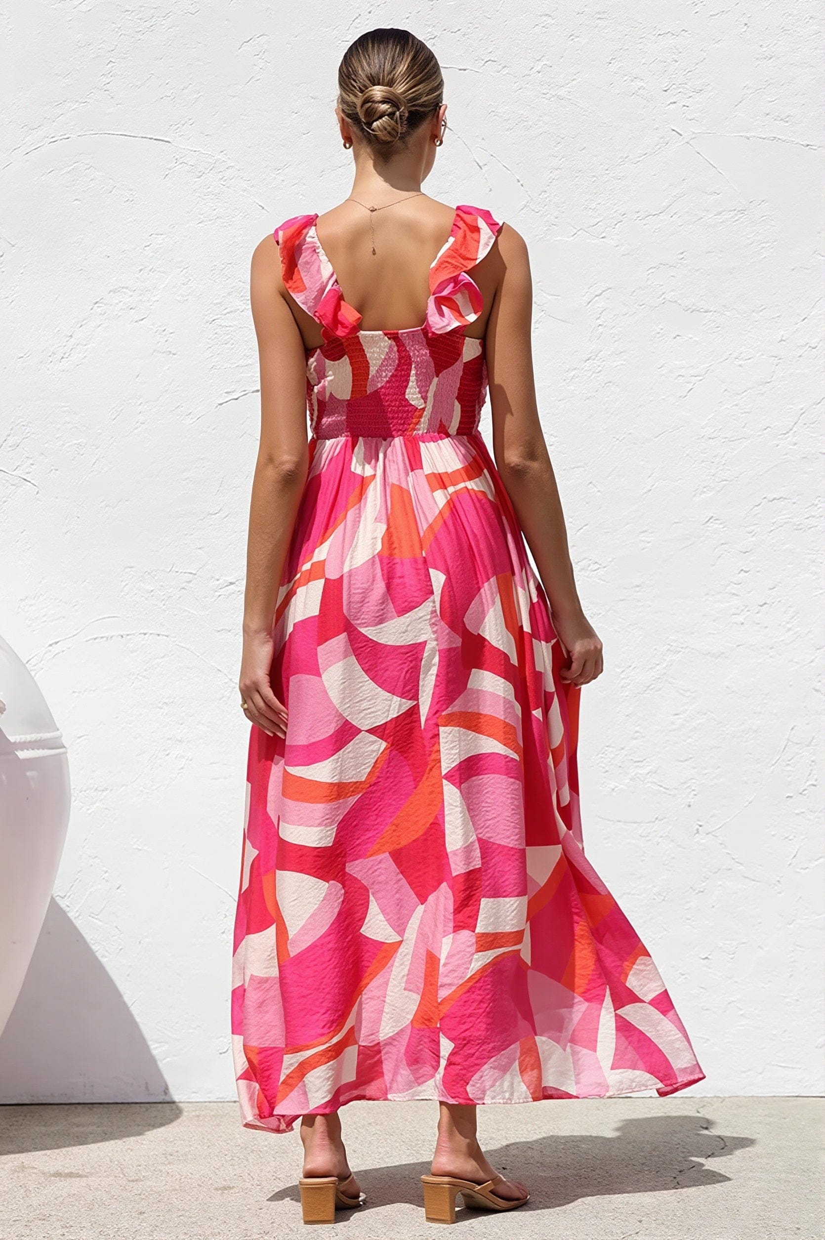 Dames Maxi Jurk Met Print En V Hals