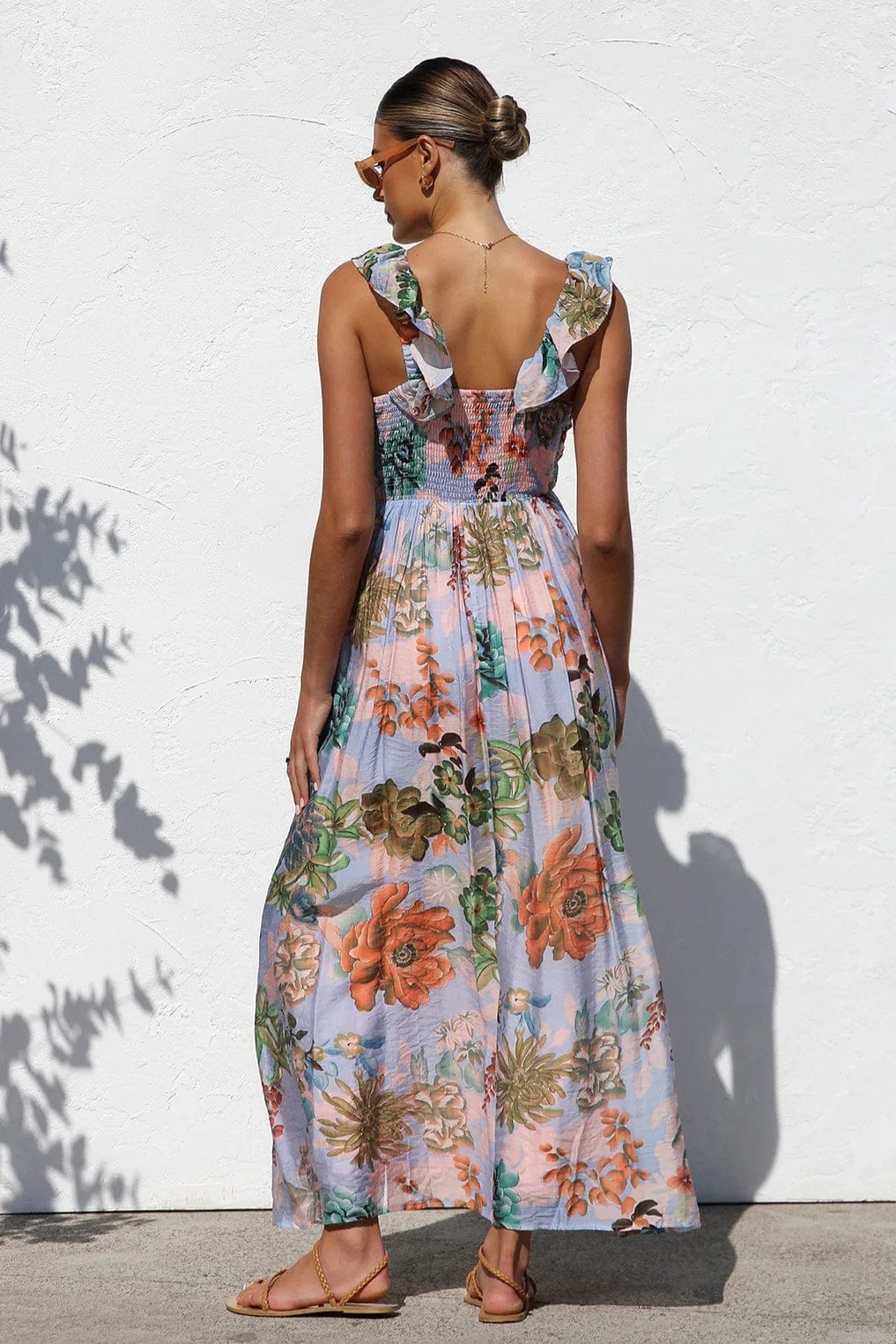 Dames Maxi Jurk Met Print En V Hals