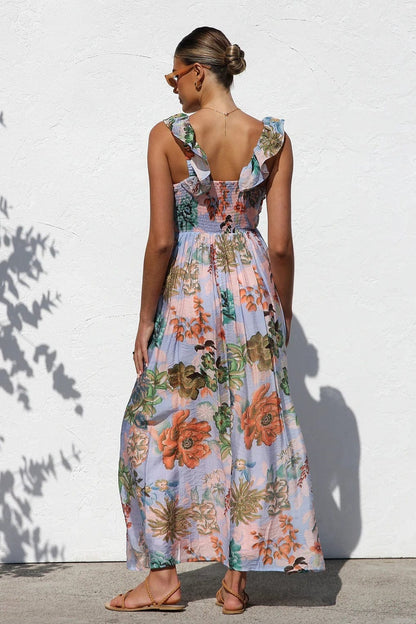 Dames Maxi Jurk Met Print En V Hals