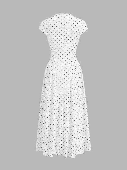 Dames Maxi Jurk Met Stippen En Fit Flare Pasvorm
