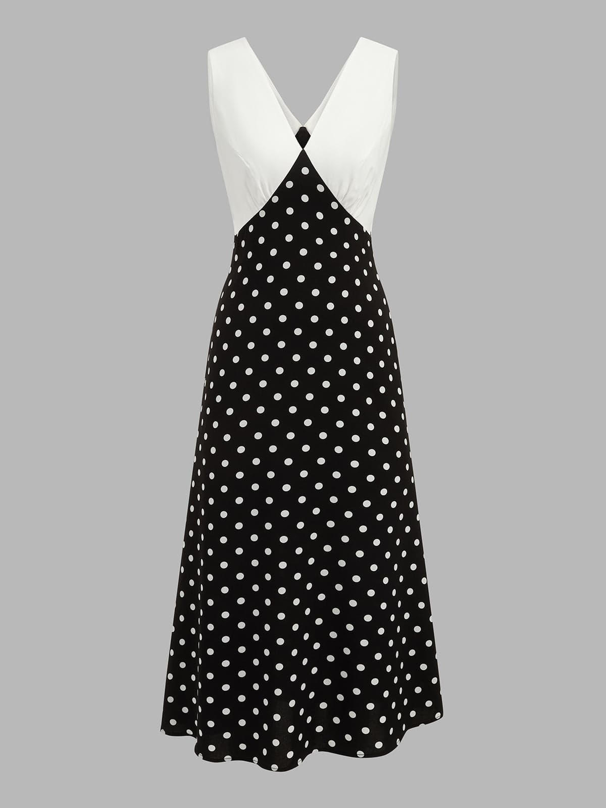 Dames Maxi Jurk Met Stippenprint En V Hals