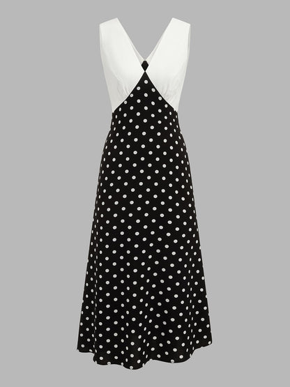 Dames Maxi Jurk Met Stippenprint En V Hals