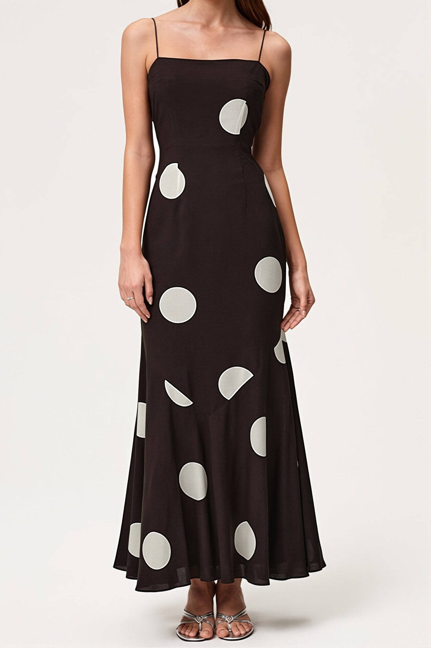 Dames Maxi Jurk Met Stippenprint Zonder Mouwen