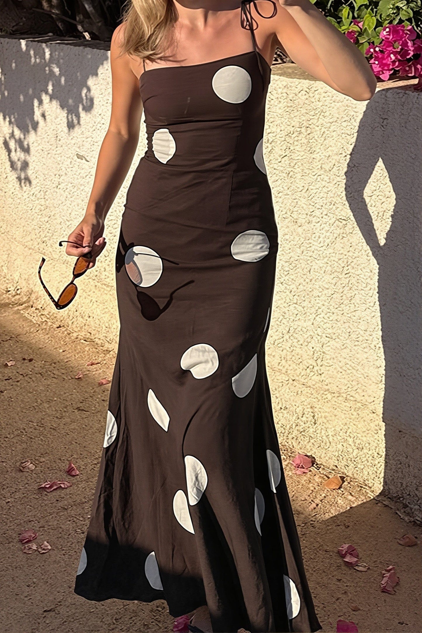Dames Maxi Jurk Met Stippenprint Zonder Mouwen