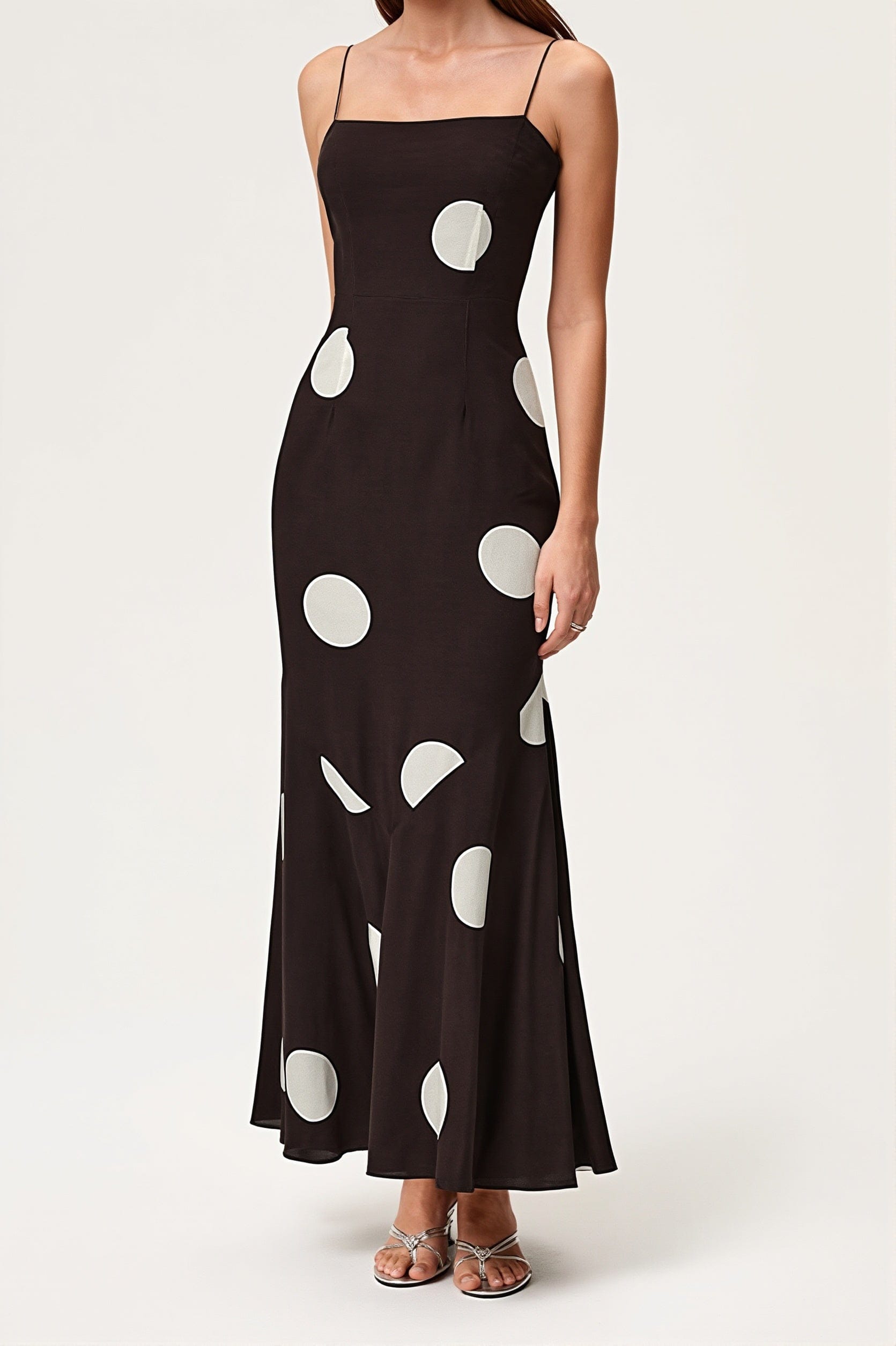 Dames Maxi Jurk Met Stippenprint Zonder Mouwen