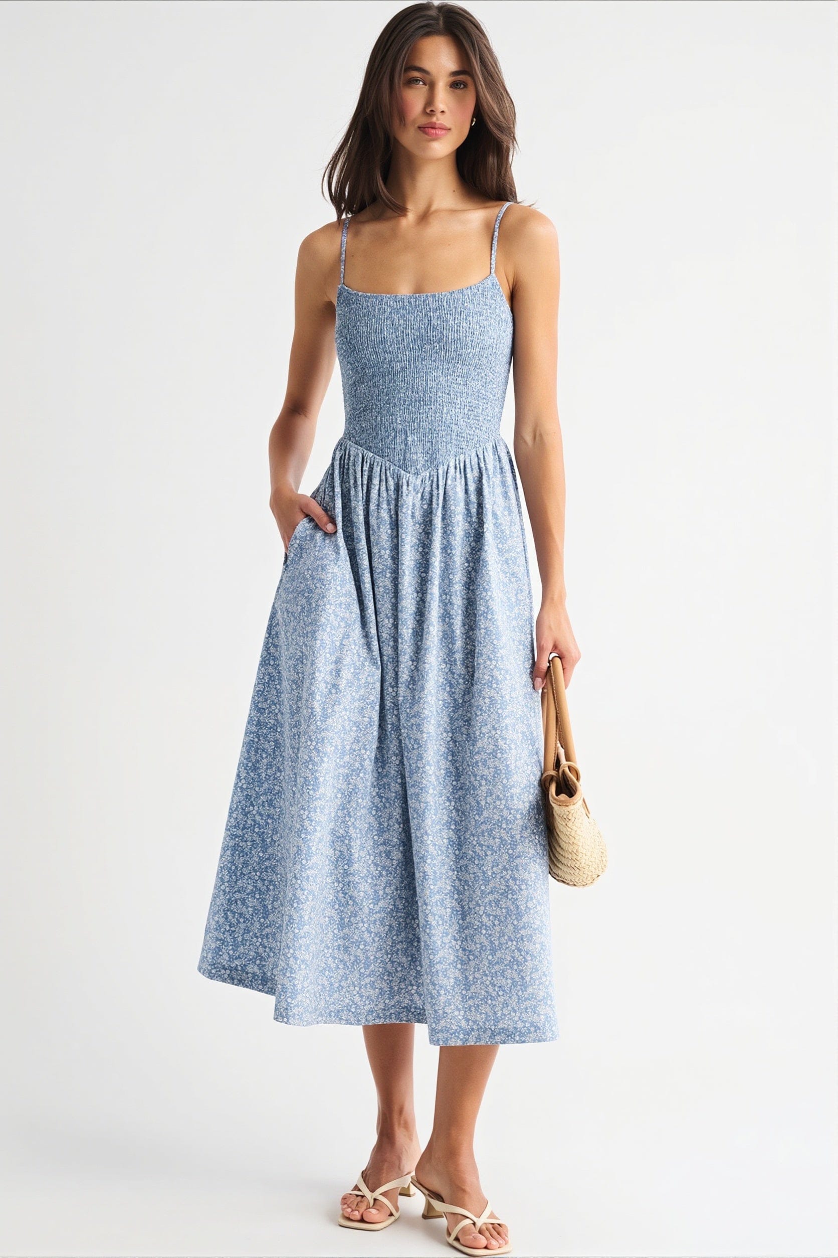 Dames Maxi Jurk Met Strepen En Bloemenprint
