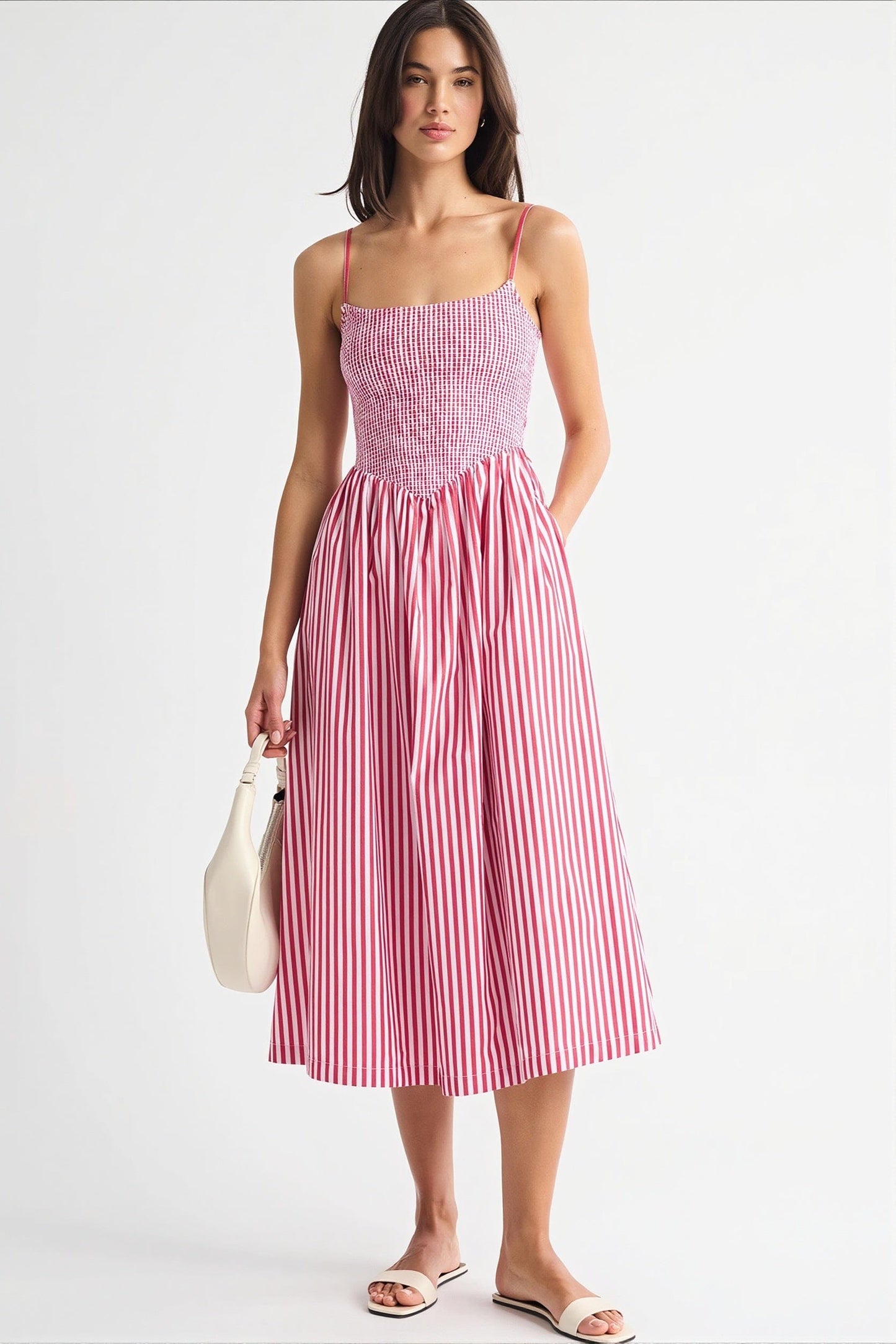 Dames Maxi Jurk Met Strepen En Bloemenprint