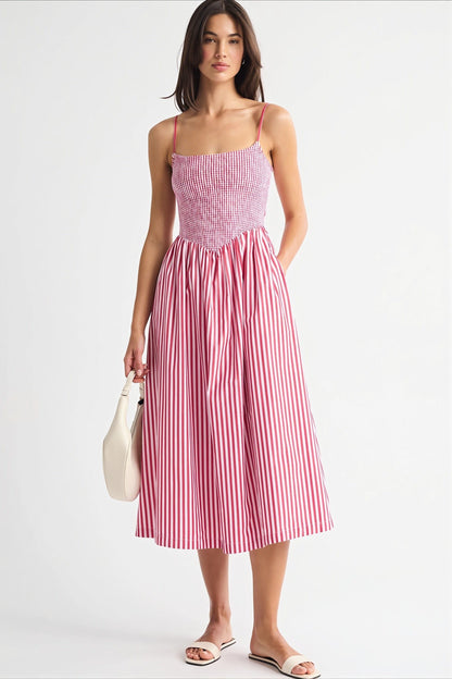 Dames Maxi Jurk Met Strepen En Bloemenprint