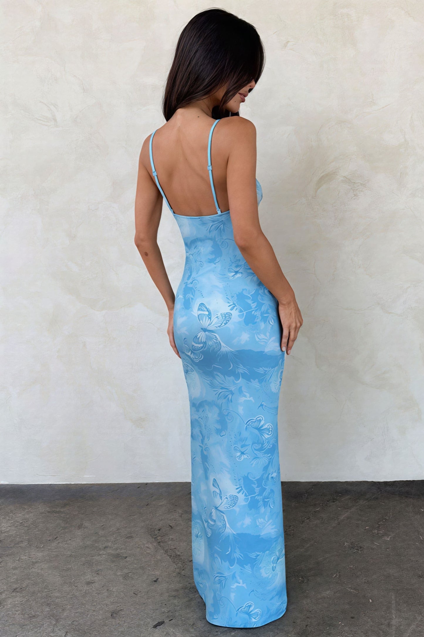 Dames Maxi Jurk Met Vlinderprint En V Hals