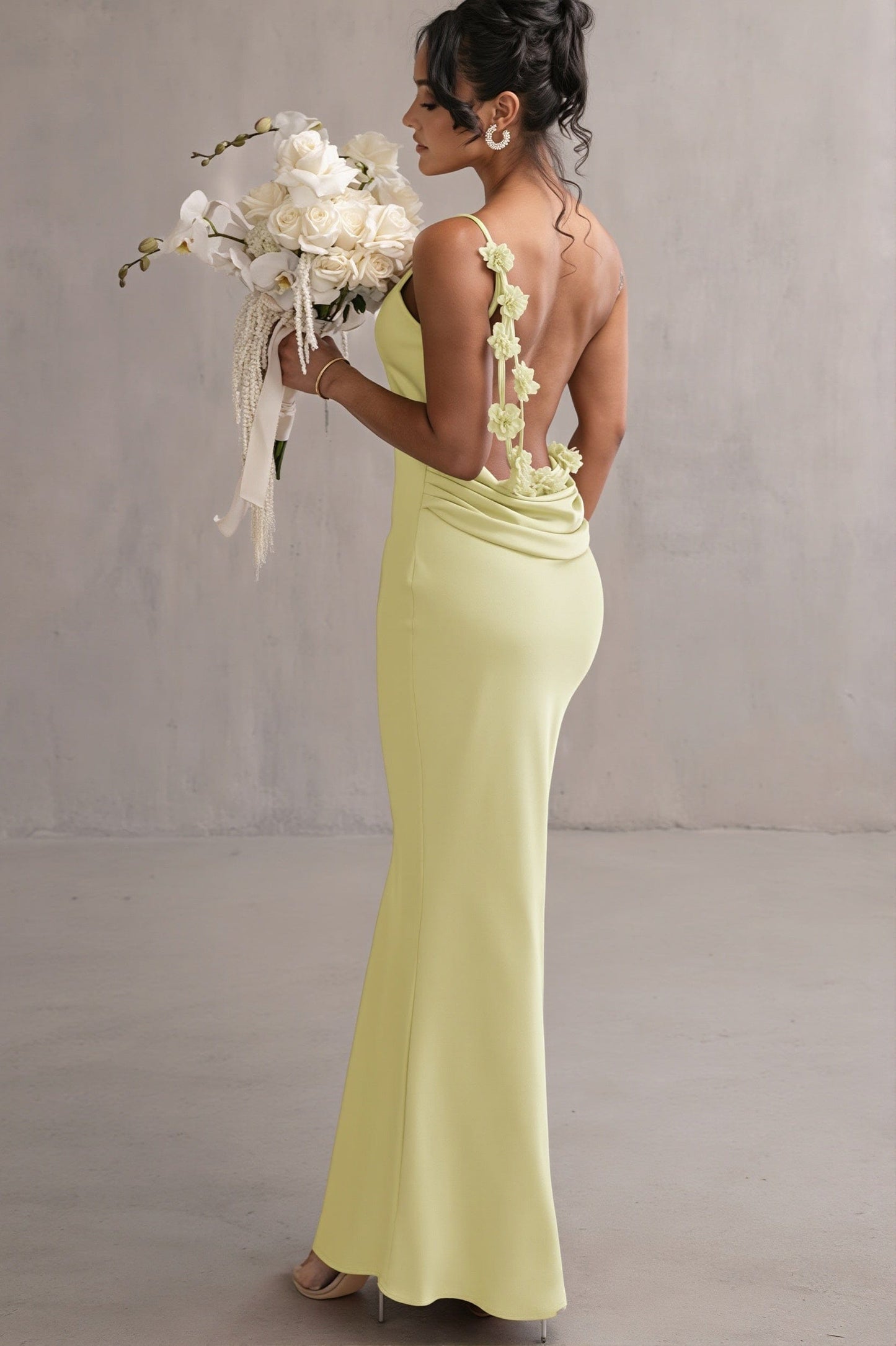 Dames Maxi Slipdress Met Open Rug En Watervalhals