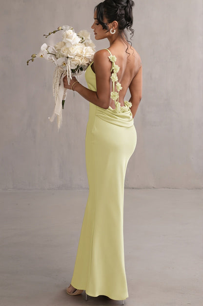 Dames Maxi Slipdress Met Open Rug En Watervalhals