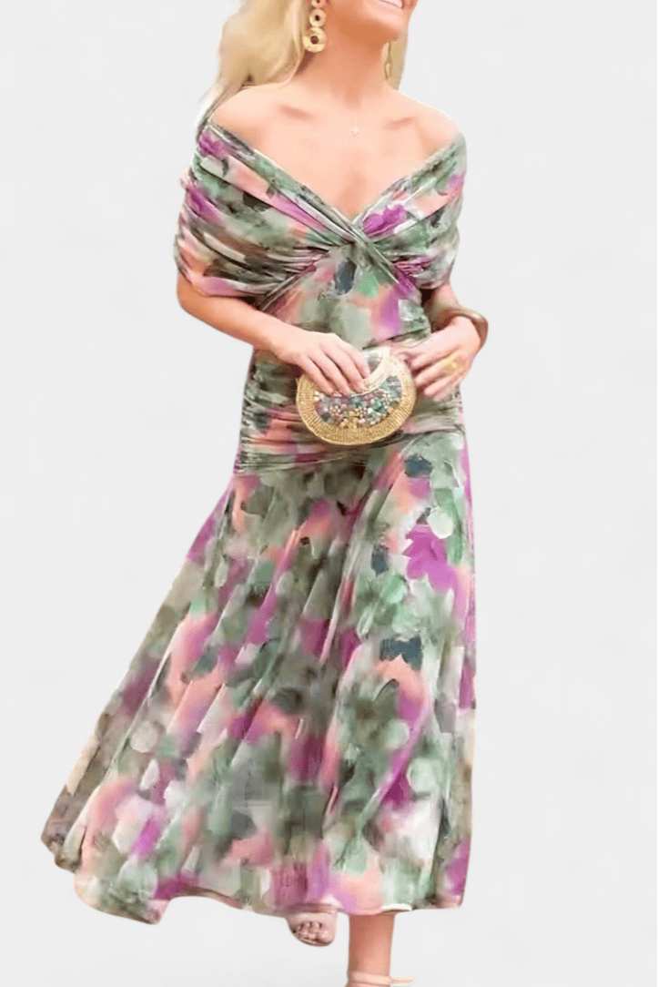 Dames Maxijurk Met Bloemenprint En V Hals