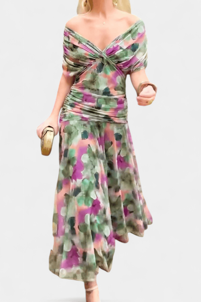 Dames Maxijurk Met Bloemenprint En V Hals