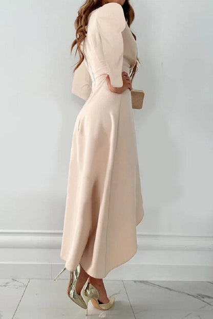 Dames Midi Jurk Koperkleurig Met Asymmetrische Zoom