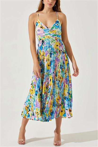 Dames Midi Jurk Met Bloemenprint En Plissé