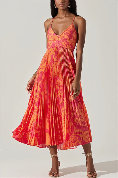 Dames Midi Jurk Met Bloemenprint En Plissé