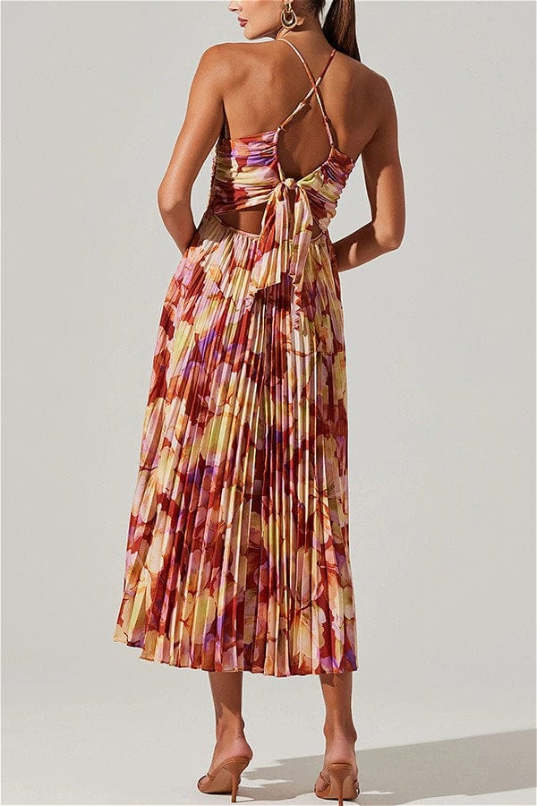 Dames Midi Jurk Met Bloemenprint En Plissé