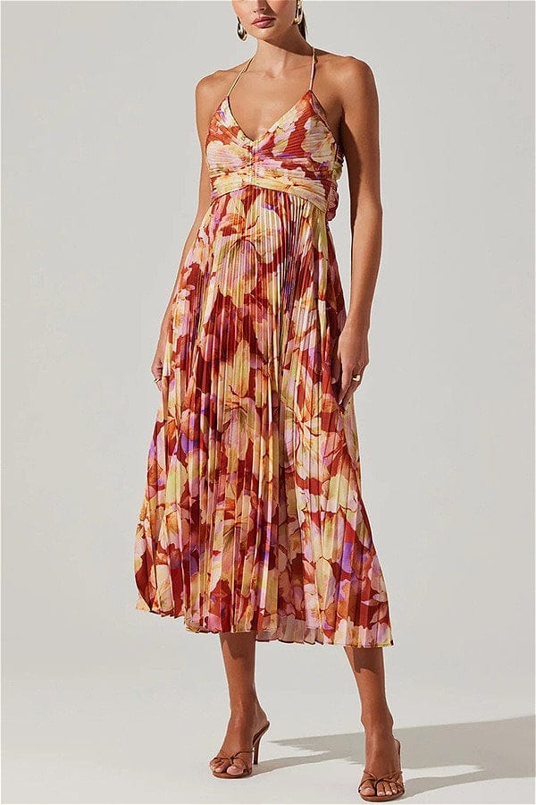 Dames Midi Jurk Met Bloemenprint En Plissé