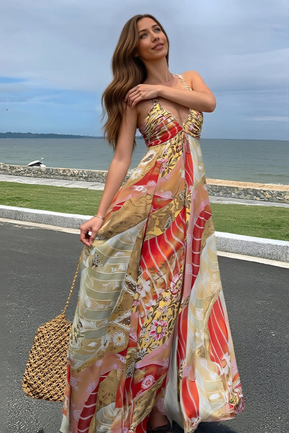 Dames Midi Jurk Met Bloemenprint En V Hals