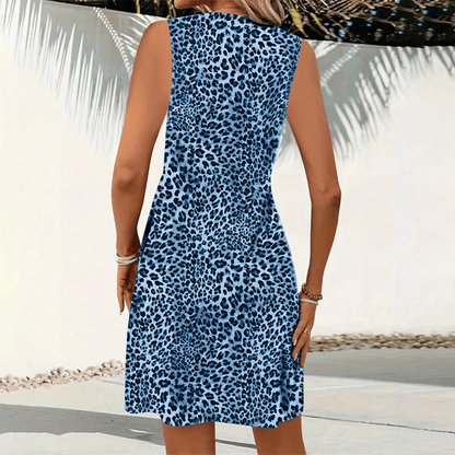 Dames Mini Jurk Met Luipaardprint En V Hals